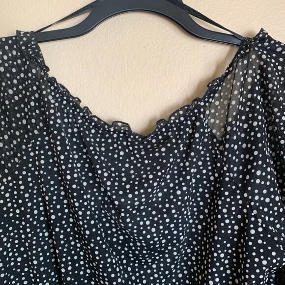 AB Studio Women's XL Black and White Polka Dot Blouse with 3/4 sleeves - Picture 5 of 14